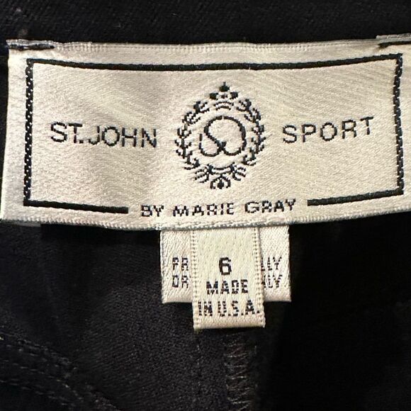 ST. JOHN SPORT Marie GreyTrouser Pants womens Size 6 Black  Work made is USA - Picture 5 of 9